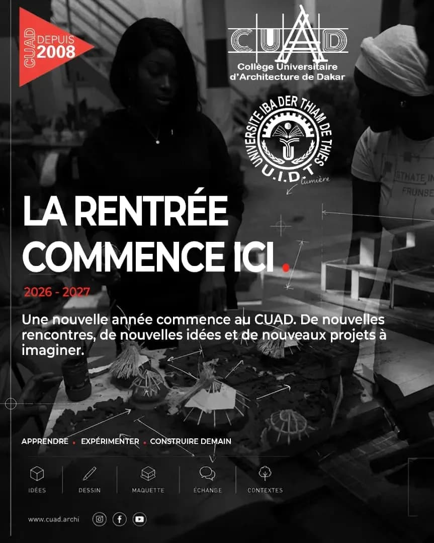 Affiche « La rentrée commence ici » 2026-2027, version noir et blanc